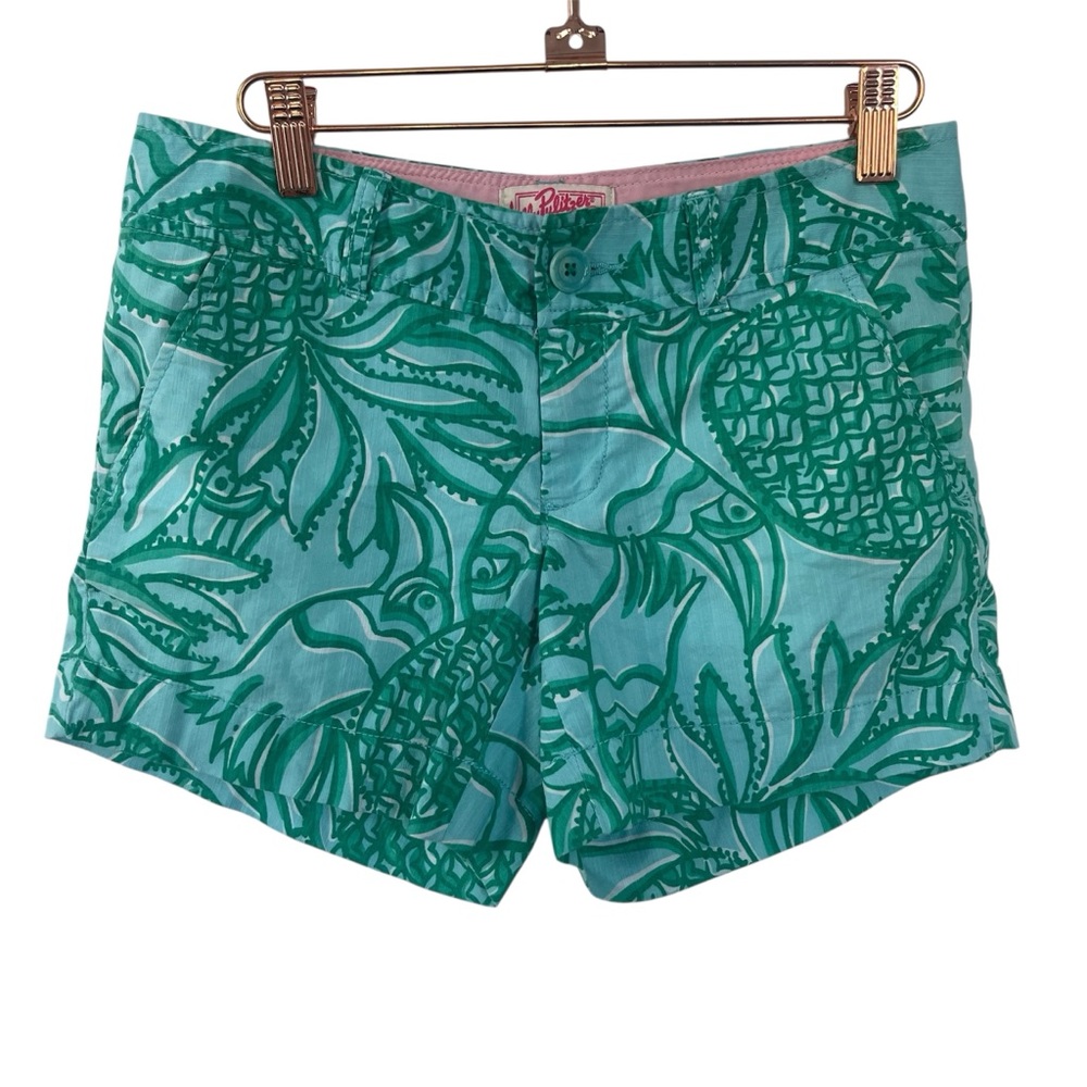 Lilly Pulitzer Callahan Shorts Teal Blue Green Pineapple Bird Resort Preppy 0